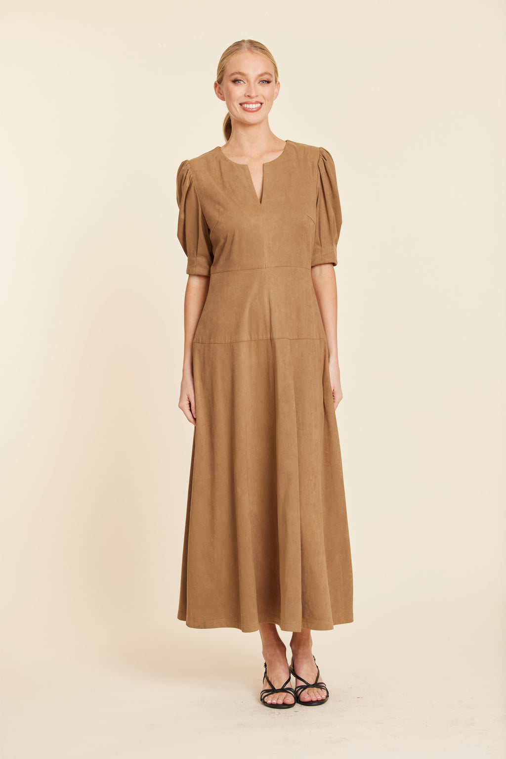Faux Suede Maxi Dress