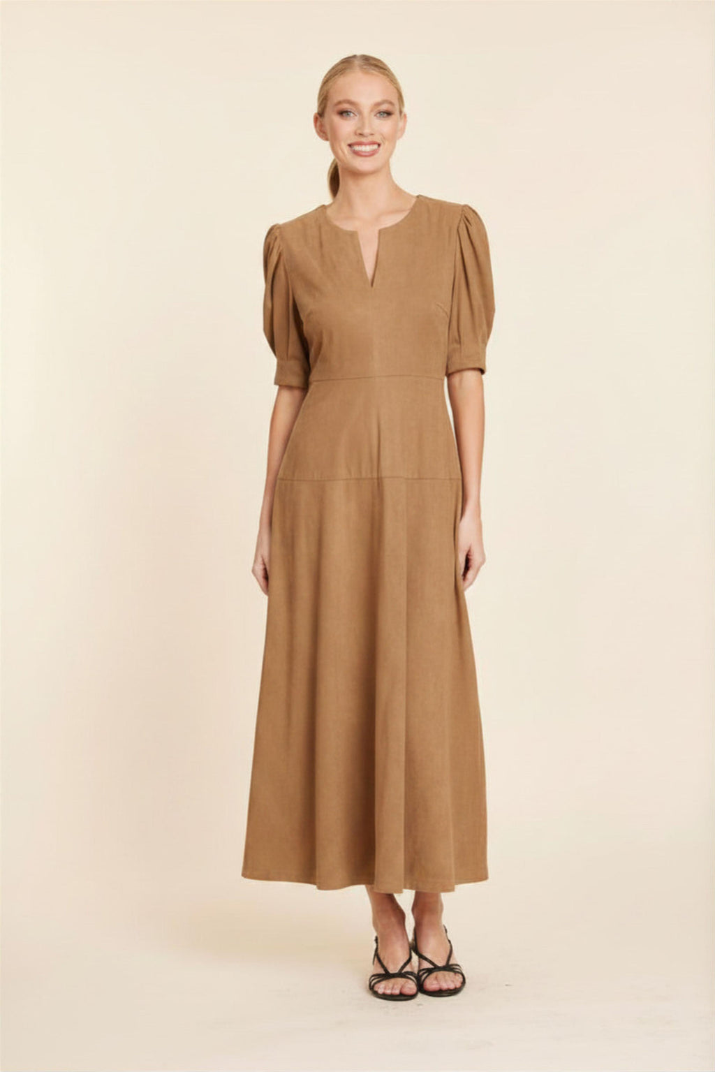 Faux Suede Maxi Dress