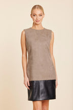 Faux Suede And Faux Leather Block Dress