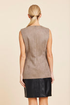 Faux Suede And Faux Leather Block Dress