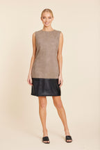 Faux Suede And Faux Leather Block Dress