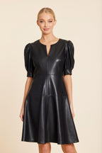 Faux Leather Short Sleeve Dress