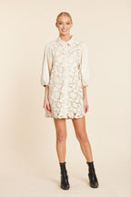 Faux Leather Floral Cut Out Dress