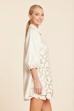 Faux Leather Floral Cut Out Dress
