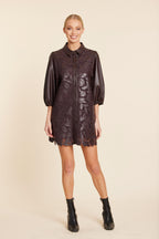 Faux Leather Floral Cut Out Dress