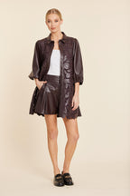 Faux Leather Floral Cut Out Dress