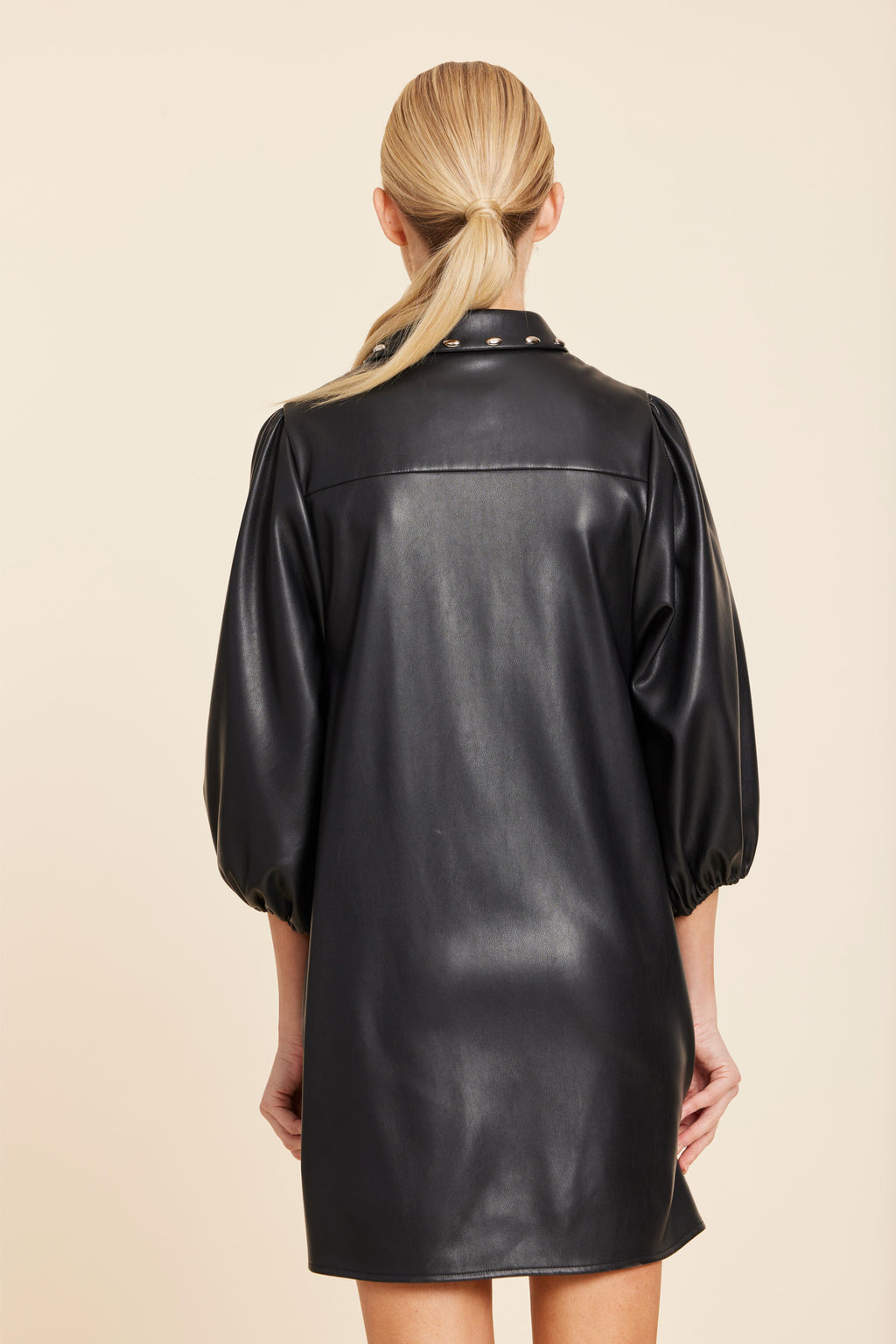 Faux Leather Stud Collar Dress