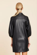 Faux Leather Stud Collar Dress