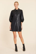 Faux Leather Stud Collar Dress