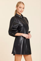 Faux Leather Stud Collar Dress