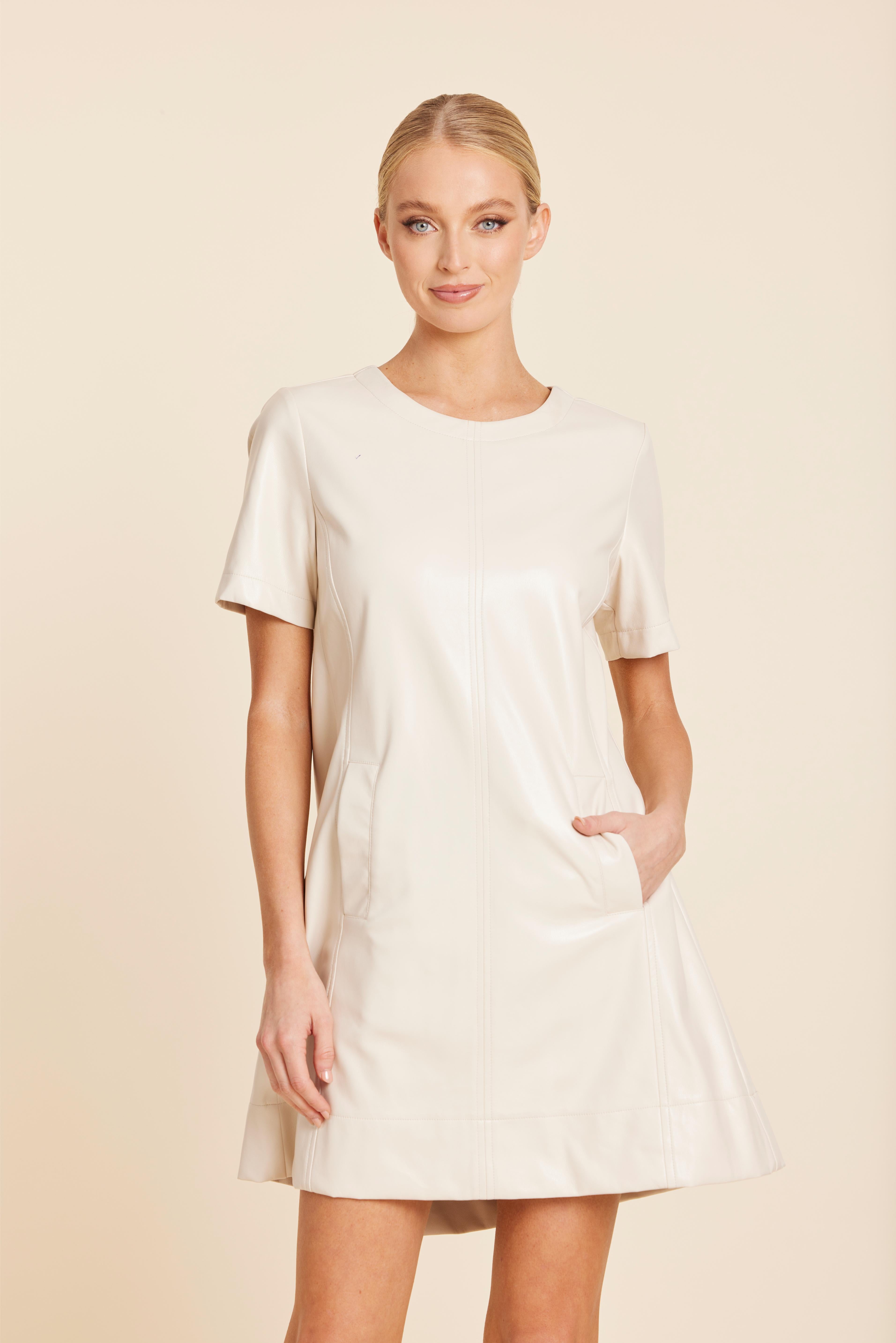 Faux Leather Pleat Dress