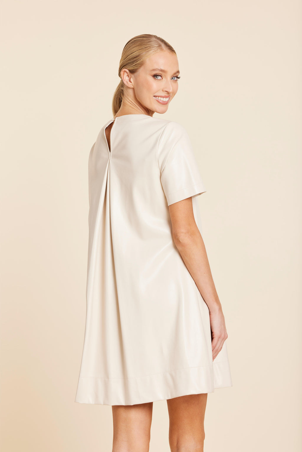 Faux Leather Pleat Dress