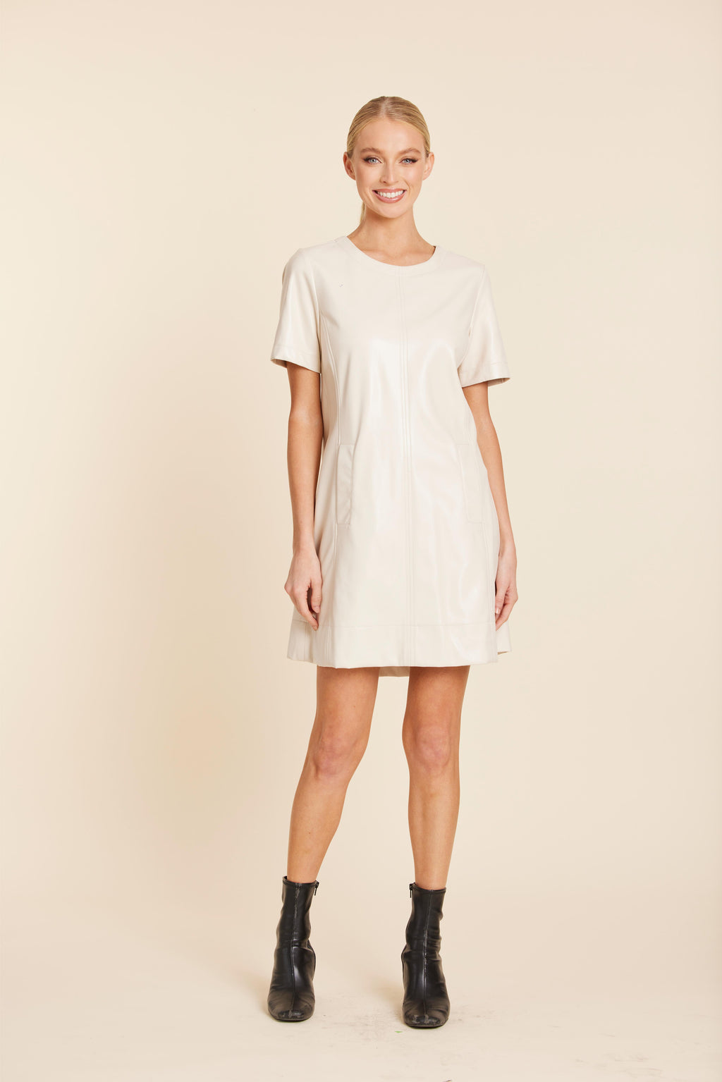 Faux Leather Pleat Dress