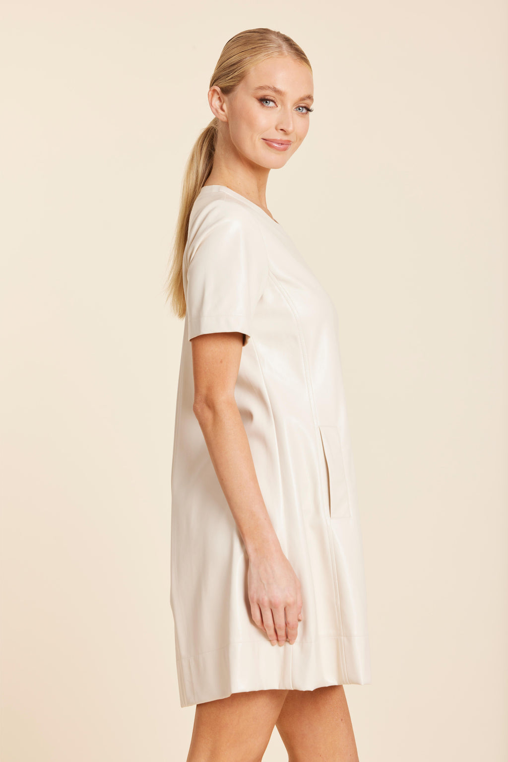 Faux Leather Pleat Dress