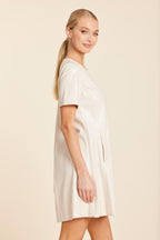 Faux Leather Pleat Dress