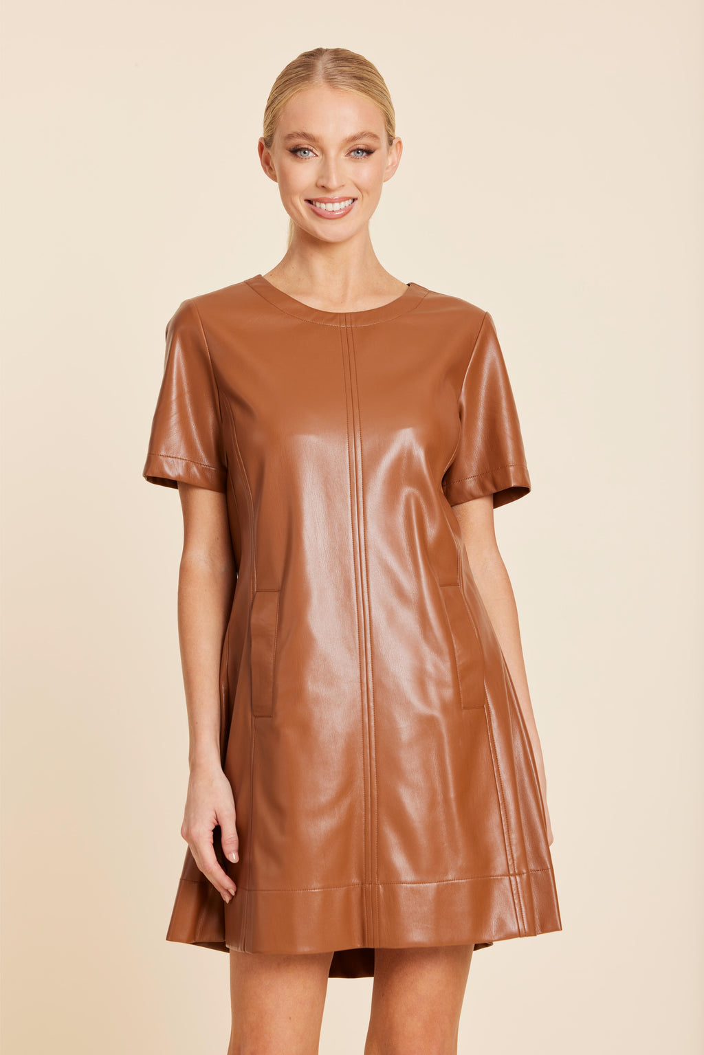 Faux Leather Pleat Dress