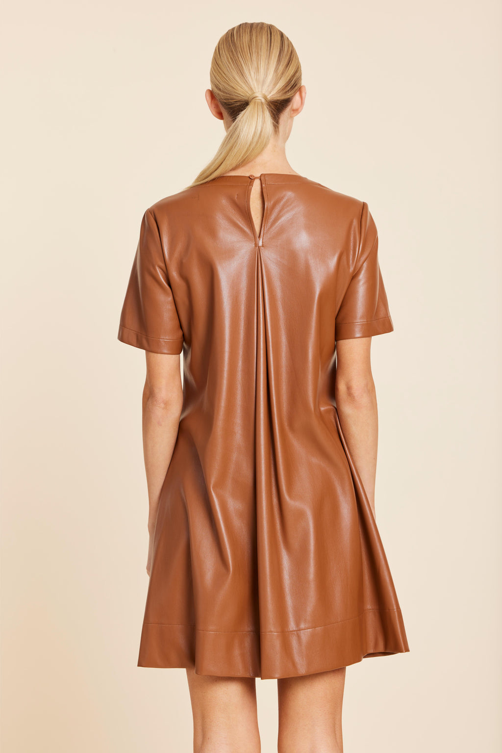 Faux Leather Pleat Dress