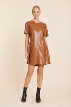 Faux Leather Pleat Dress