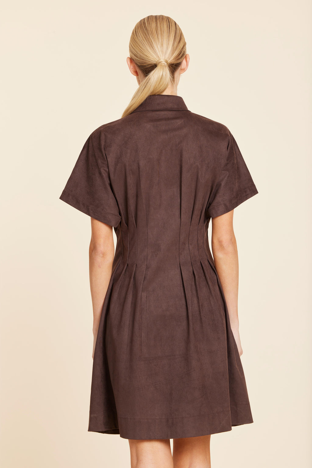 Faux Suede Pintuck Waist Dress