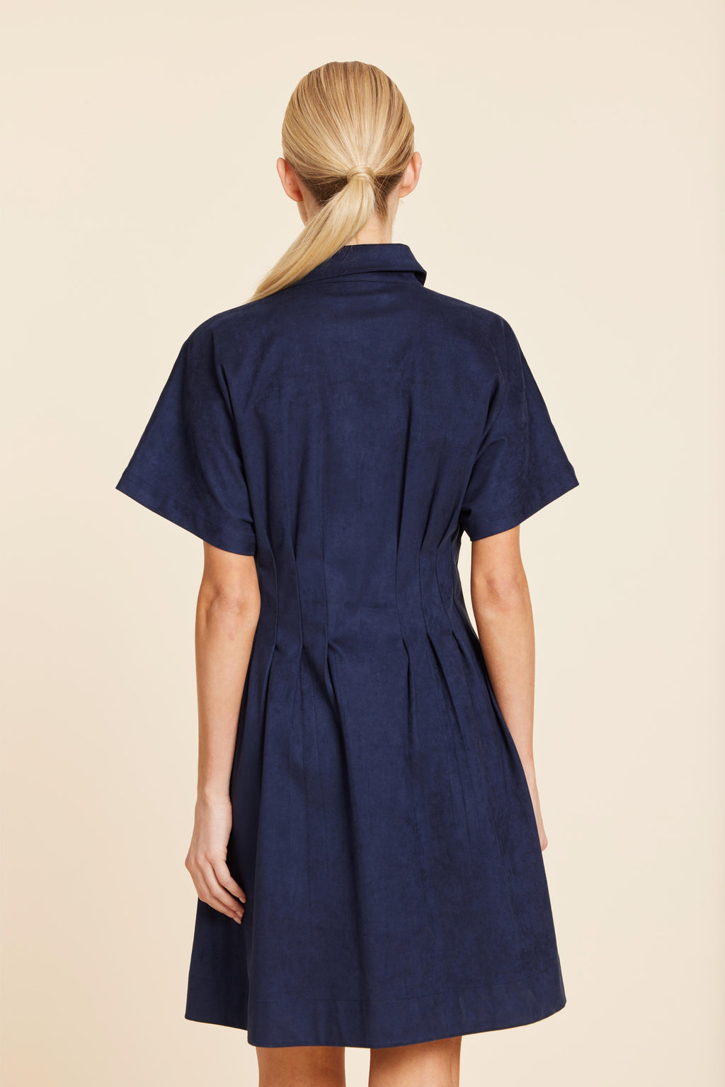Faux Suede Pintuck Waist Dress