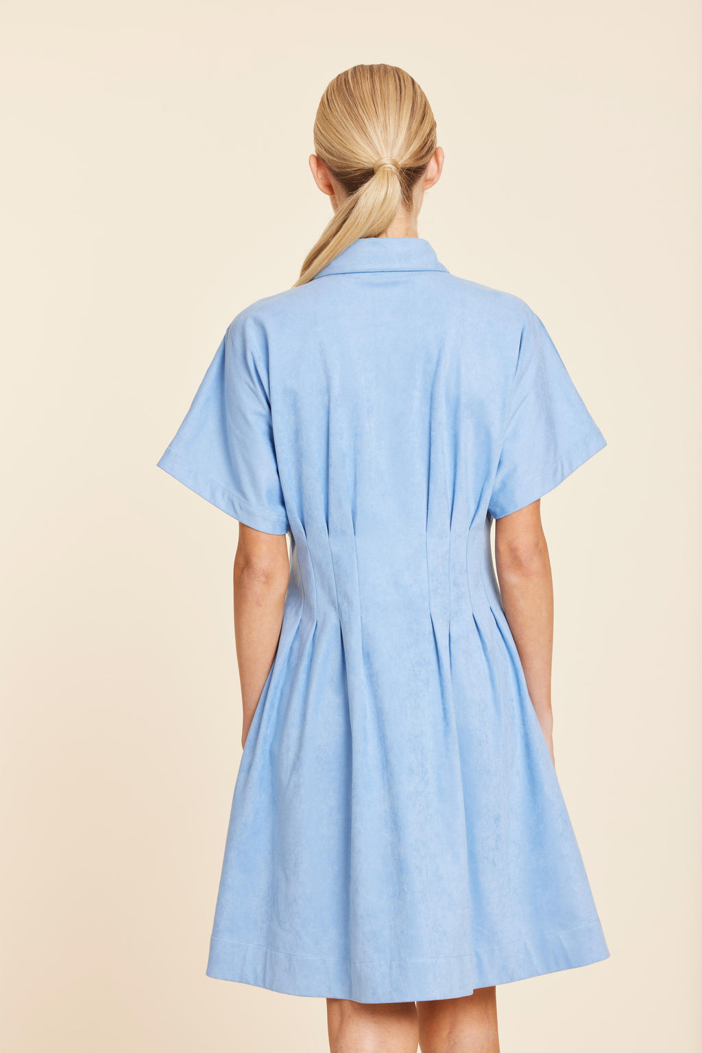 Faux Suede Pintuck Waist Dress