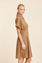 Faux Suede Pintuck Waist Dress