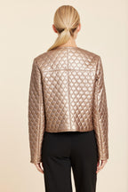Faux Leather Quilted Gold Button Jacket