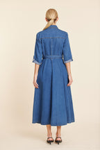 Denim Tab Sleeve Maxi Dress