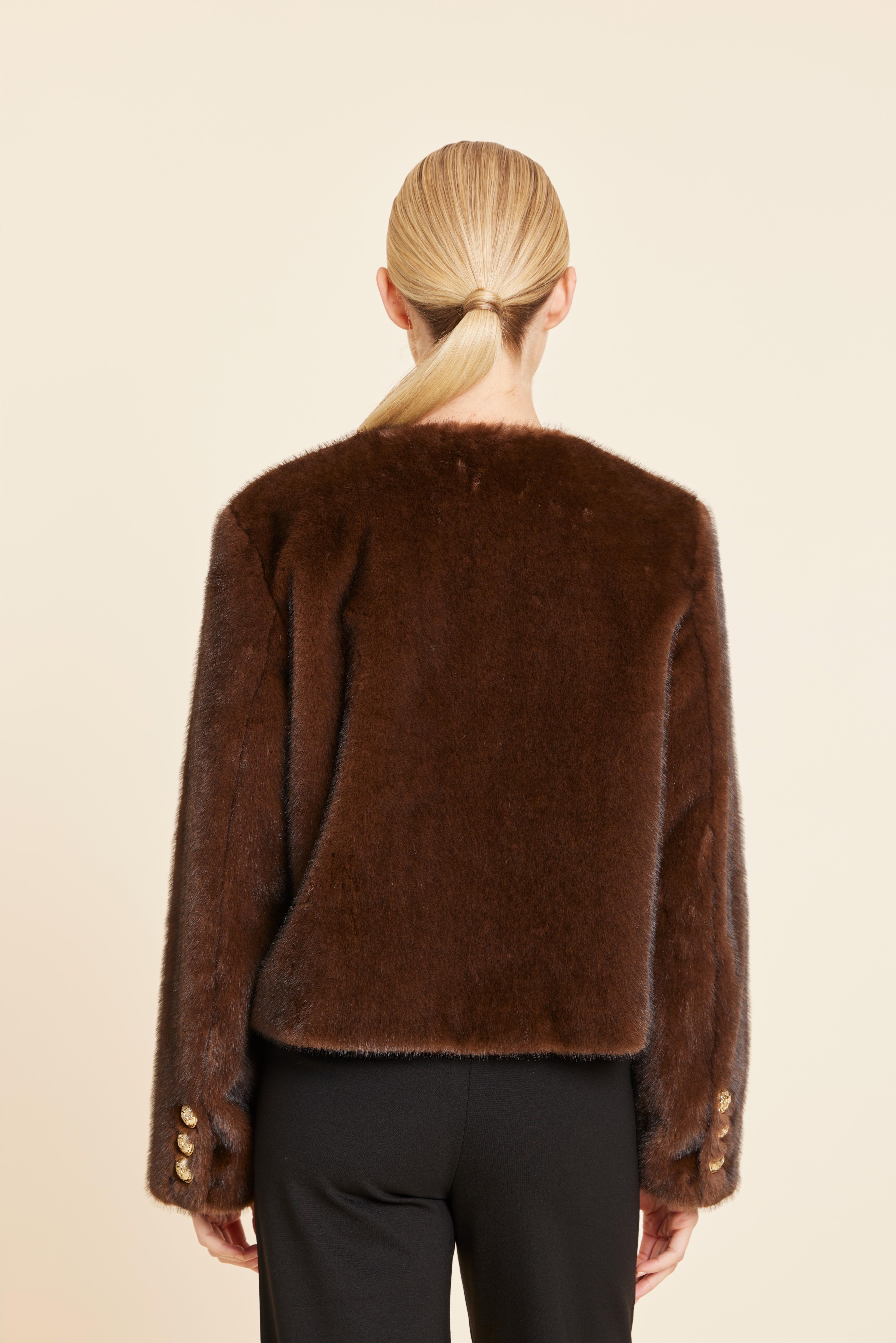 Faux Fur Gold Button Jacket