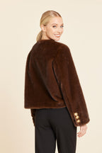 Faux Fur Gold Button Jacket