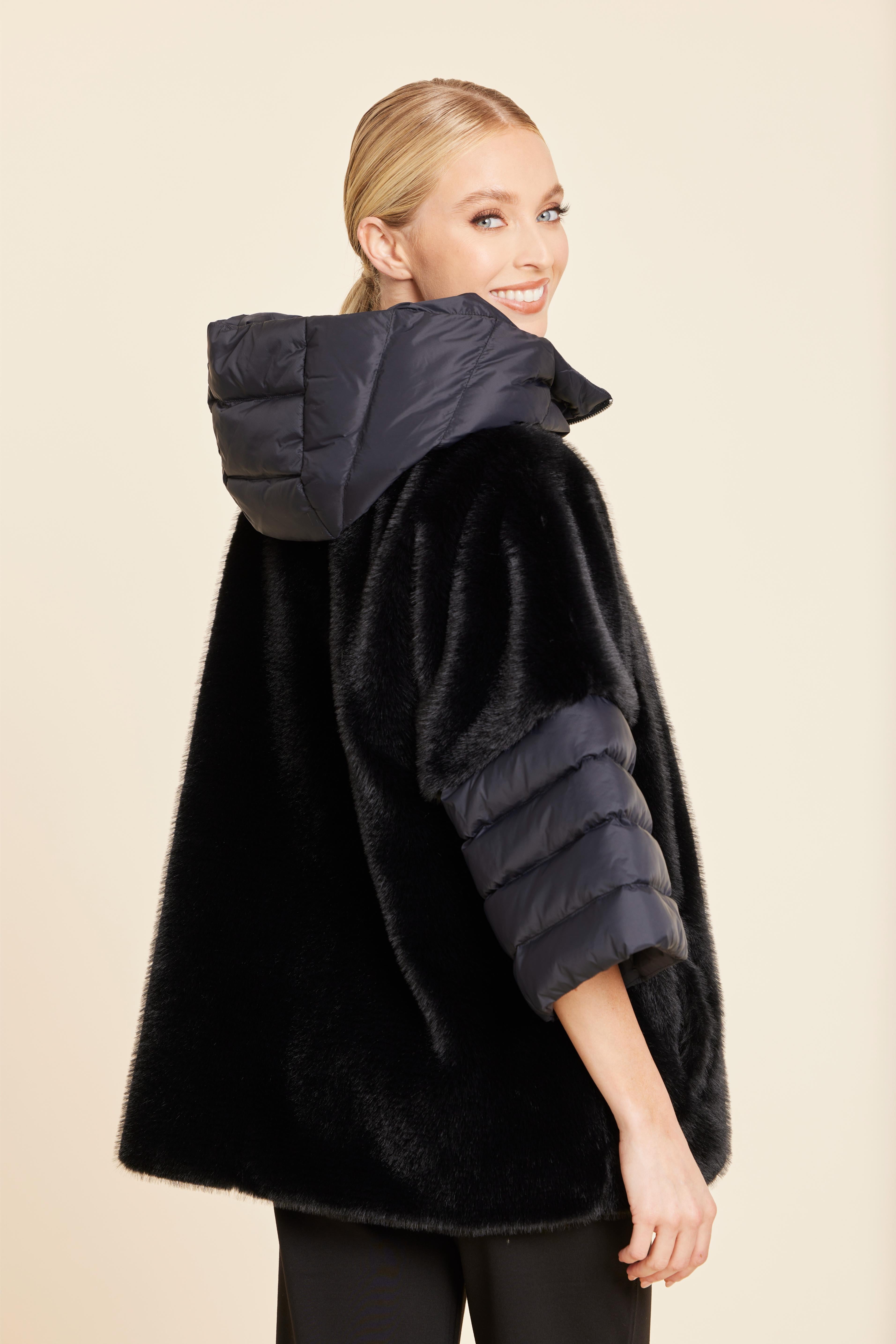 Faux Fur Puffer Zip Jacket