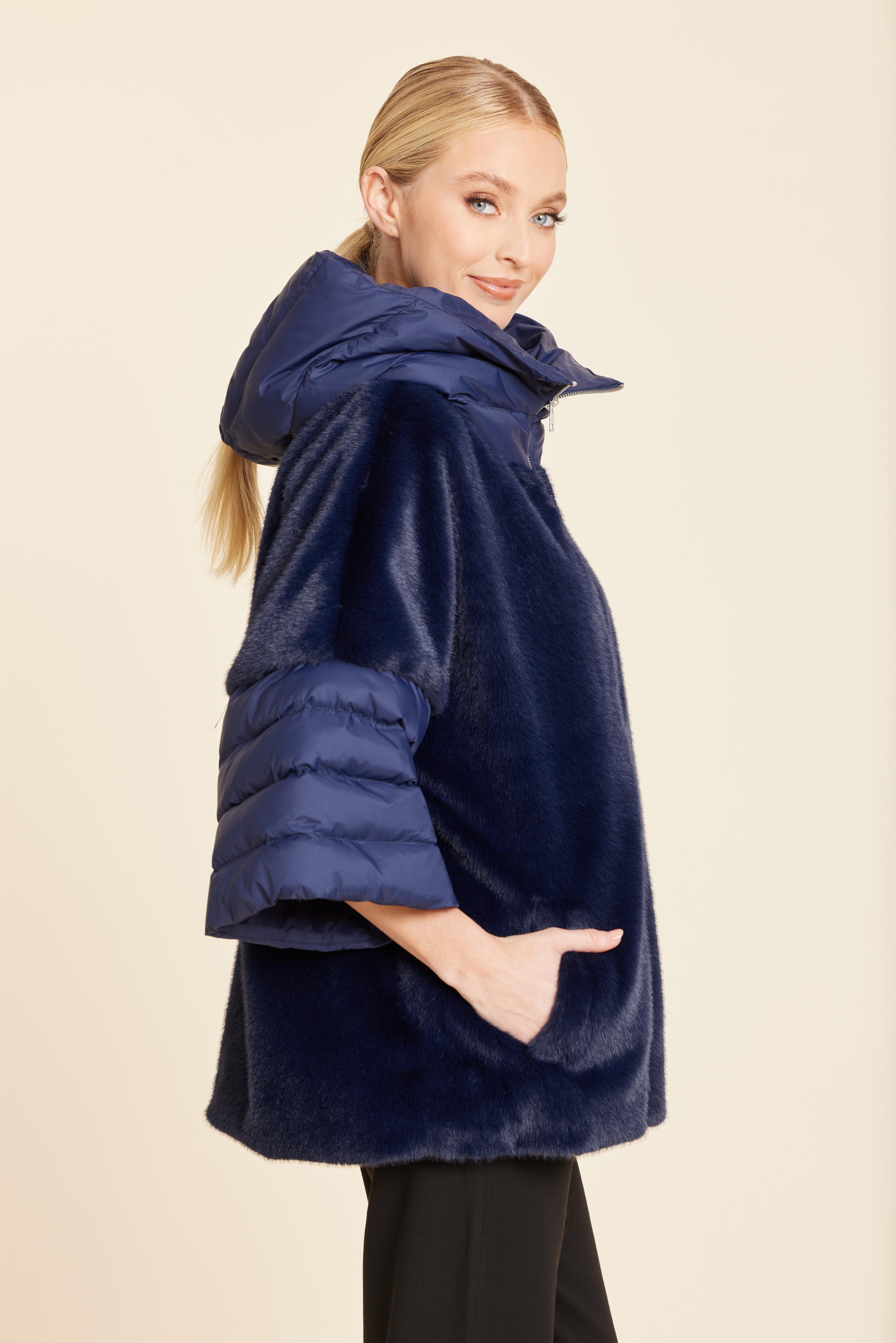 Faux Fur Puffer Zip Jacket