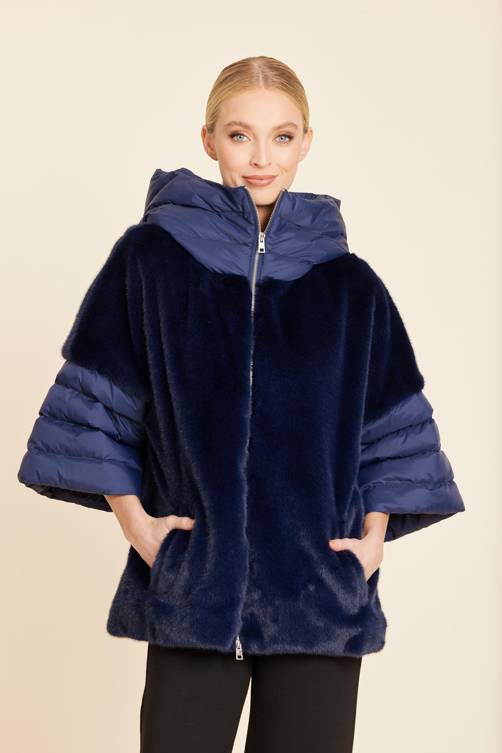 Faux Fur Puffer Zip Jacket
