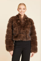 Faux Fur Grooved Cropped Jacket