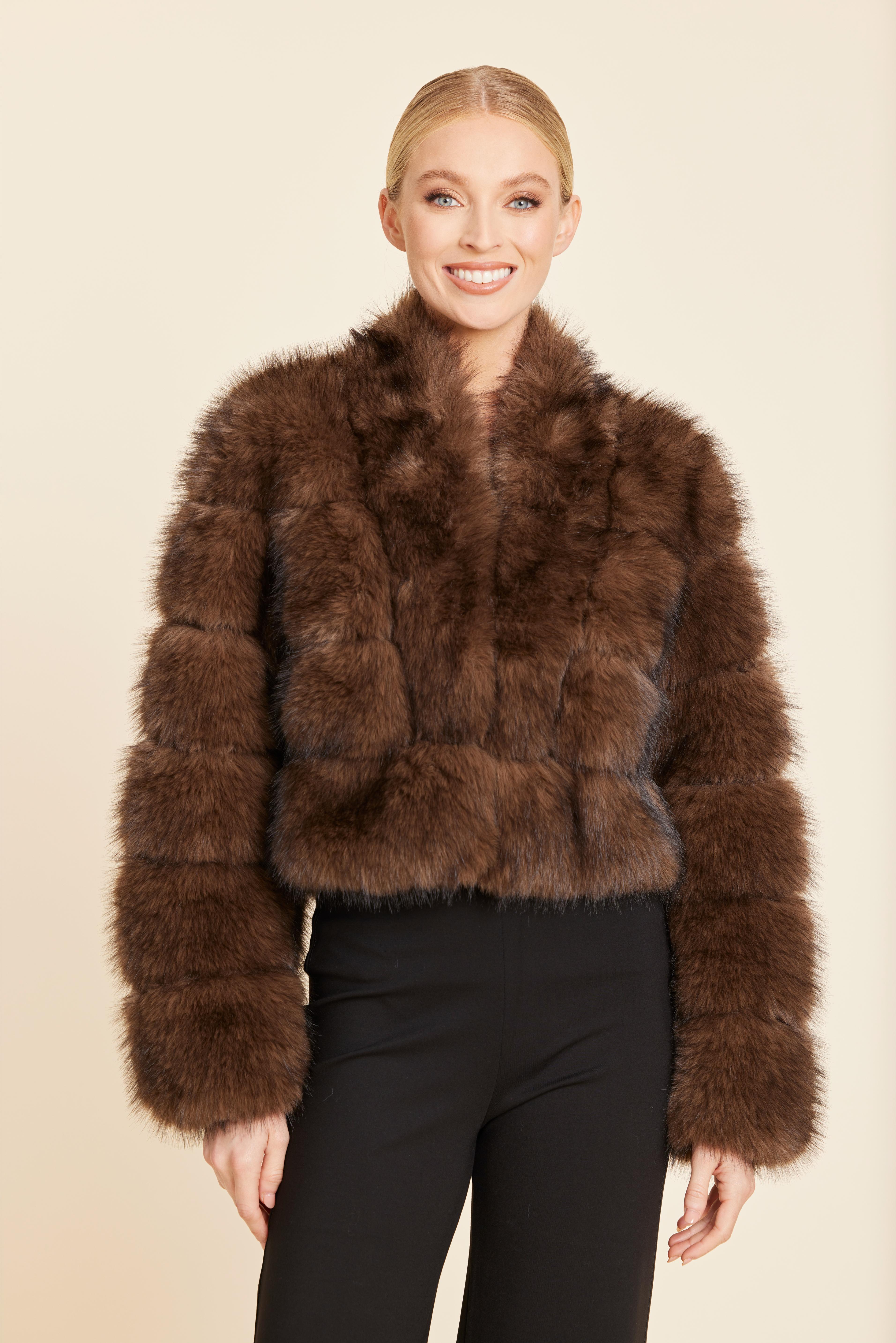 Faux Fur Grooved Cropped Jacket
