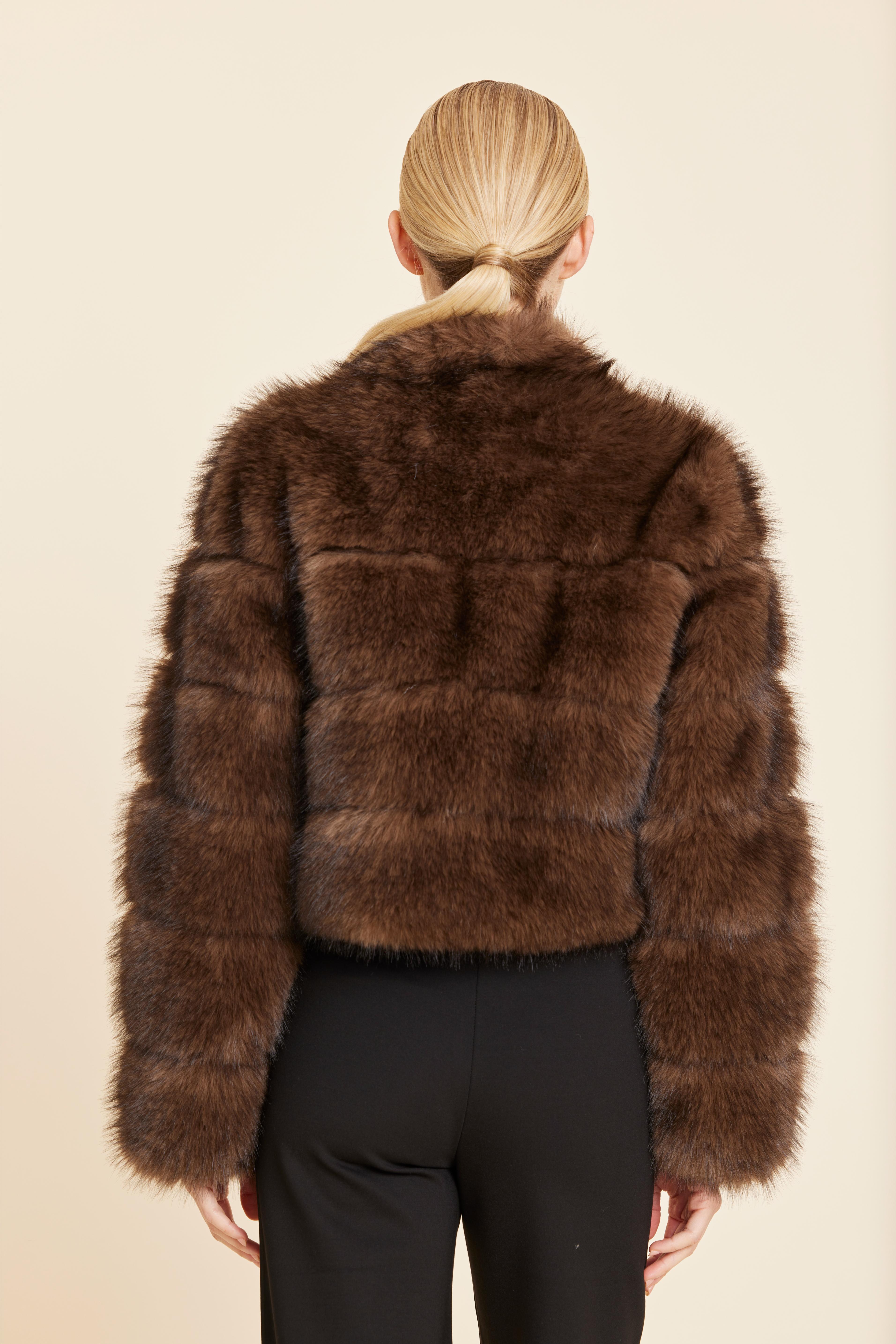 Faux Fur Grooved Cropped Jacket