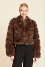 Faux Fur Grooved Cropped Jacket