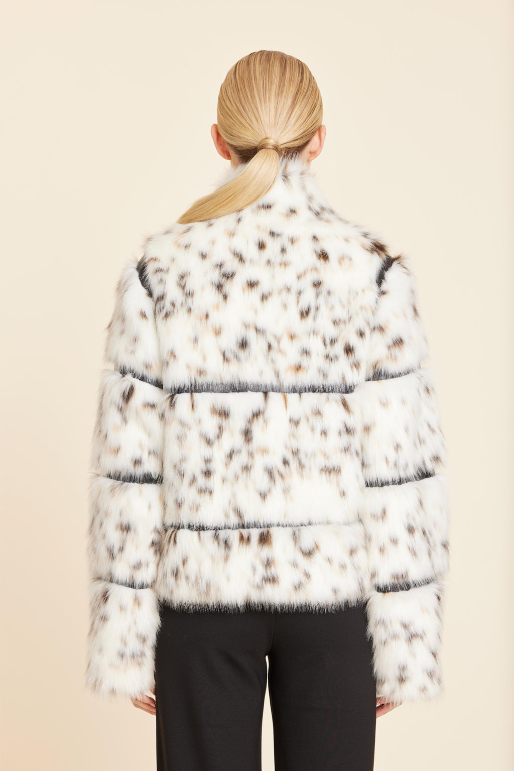 Faux Lynx Fur Leather Panel Jacket