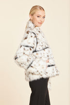 Faux Lynx Fur Leather Panel Jacket
