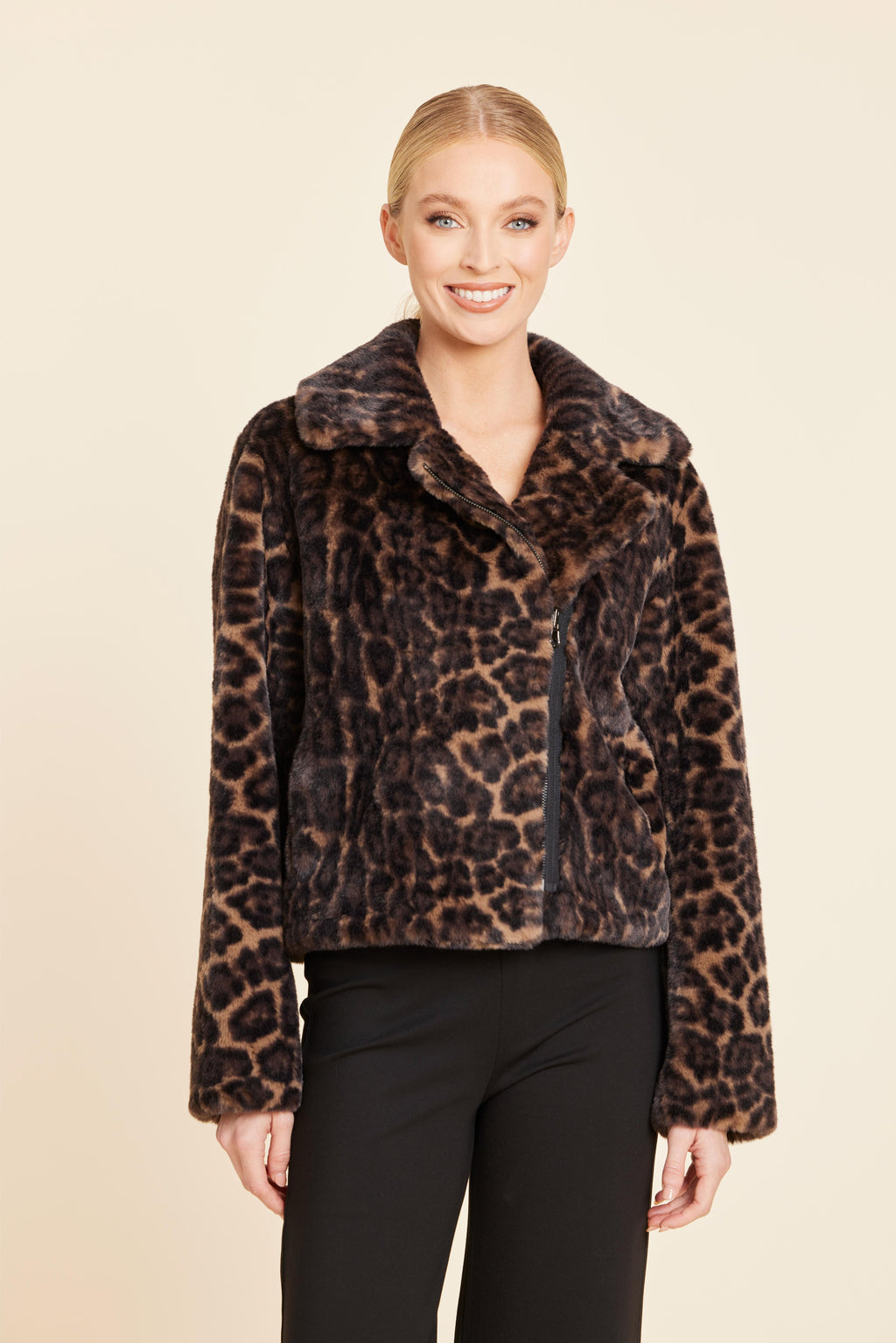 Leopard Faux Fur Moto Jacket