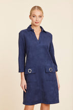 Faux Suede Dress With Grommets