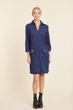 Faux Suede Dress With Grommets