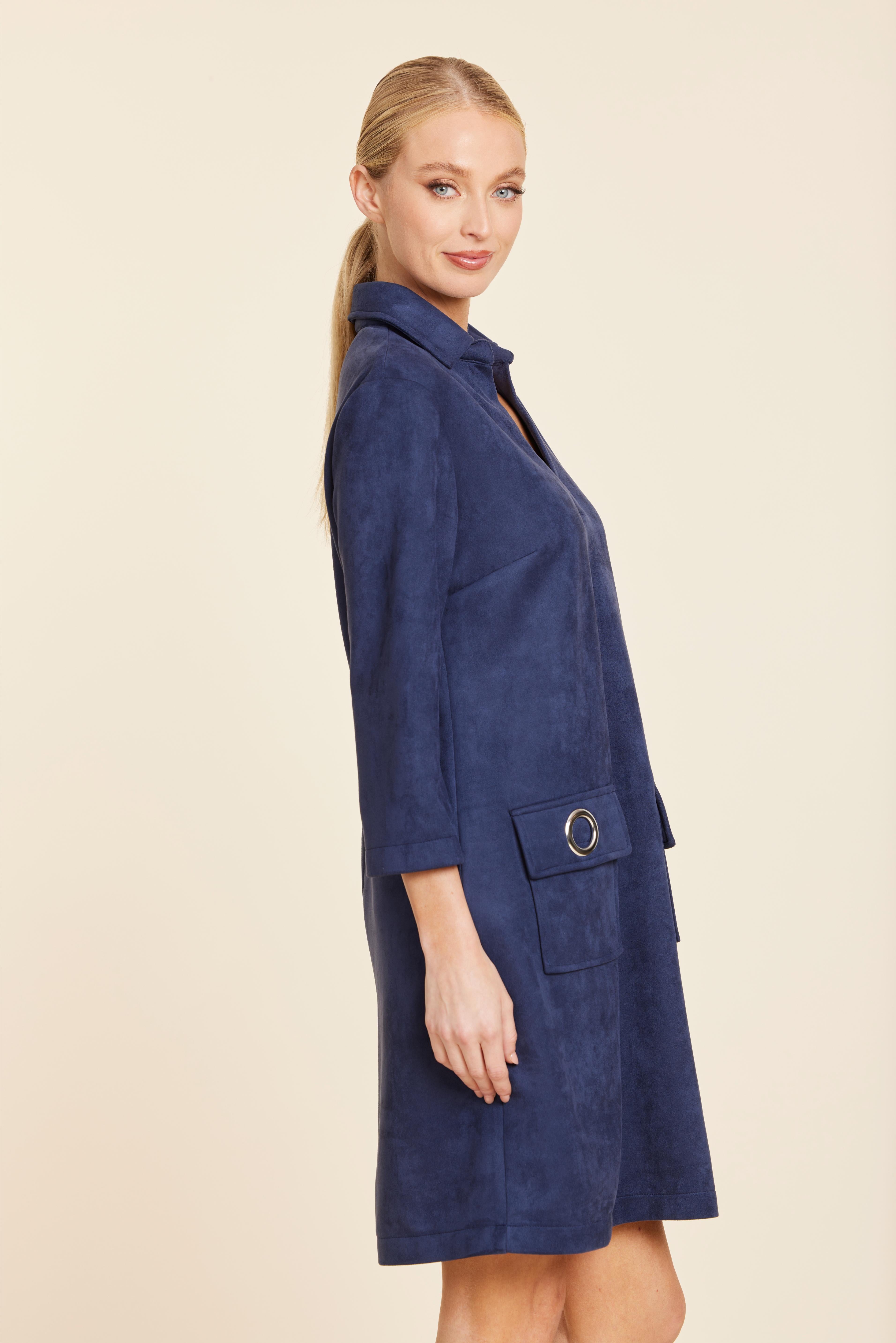 Faux Suede Dress With Grommets