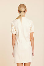 Faux Leather V-Neck Short Sleeve Dress