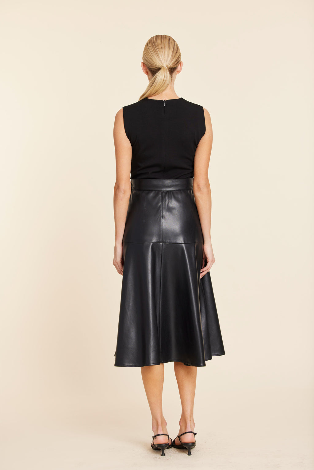 Faux Leather Skater Midi Dress