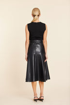 Faux Leather Skater Midi Dress