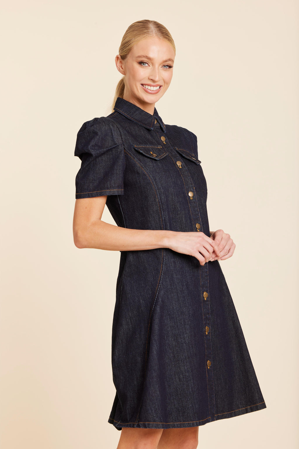 Denim Short Sleeve Dress