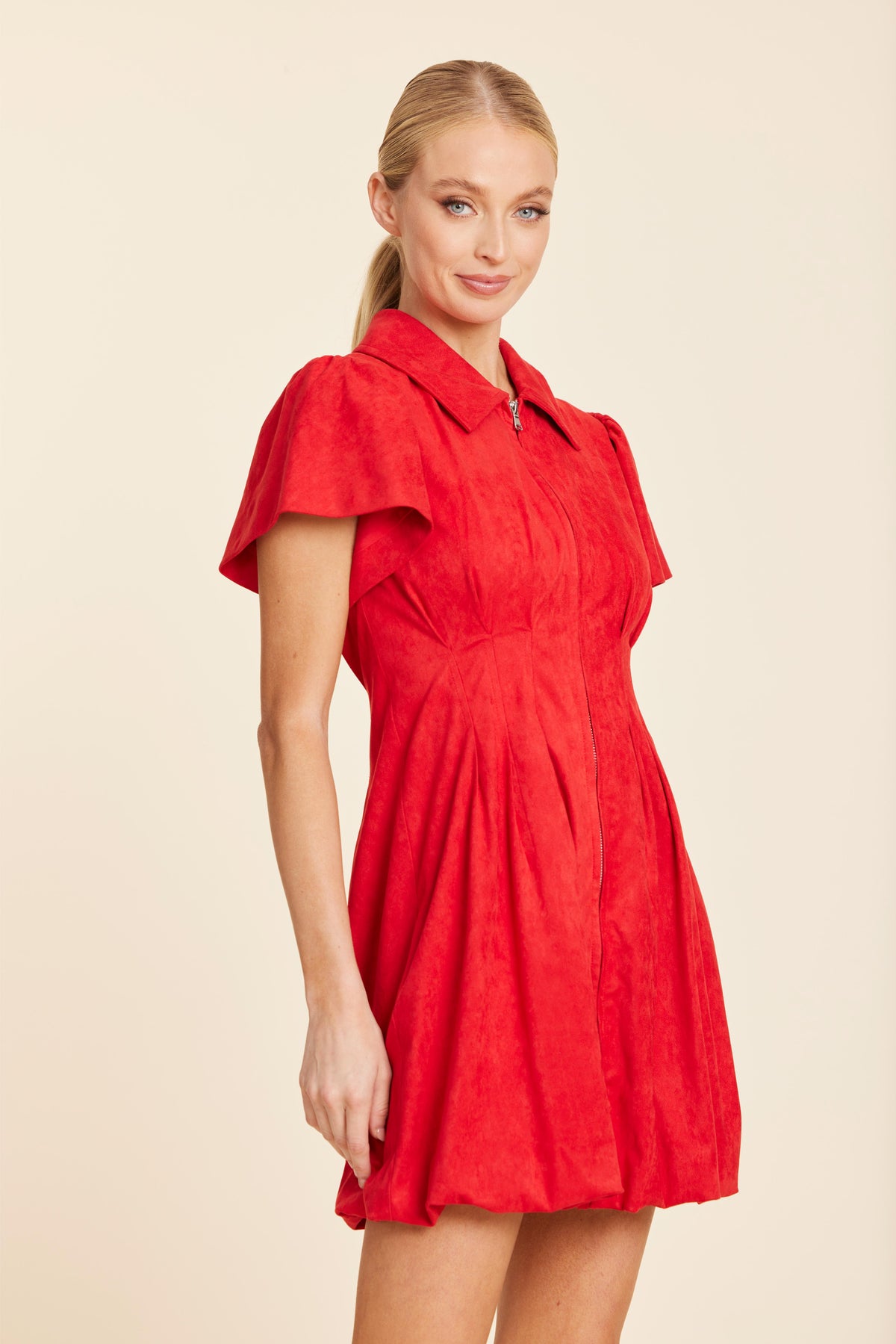Faux Suede Bubble Dress