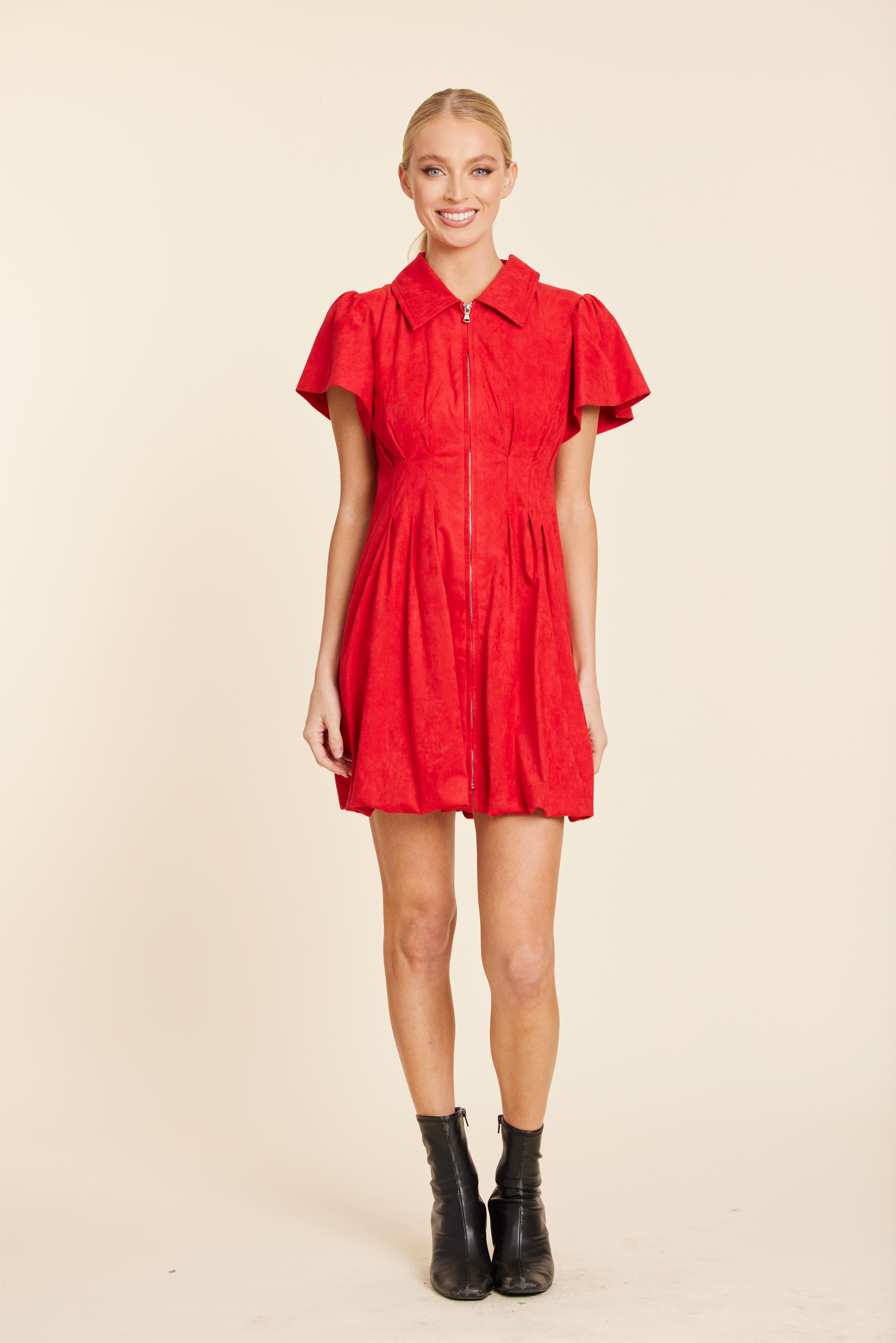 Faux Suede Bubble Dress