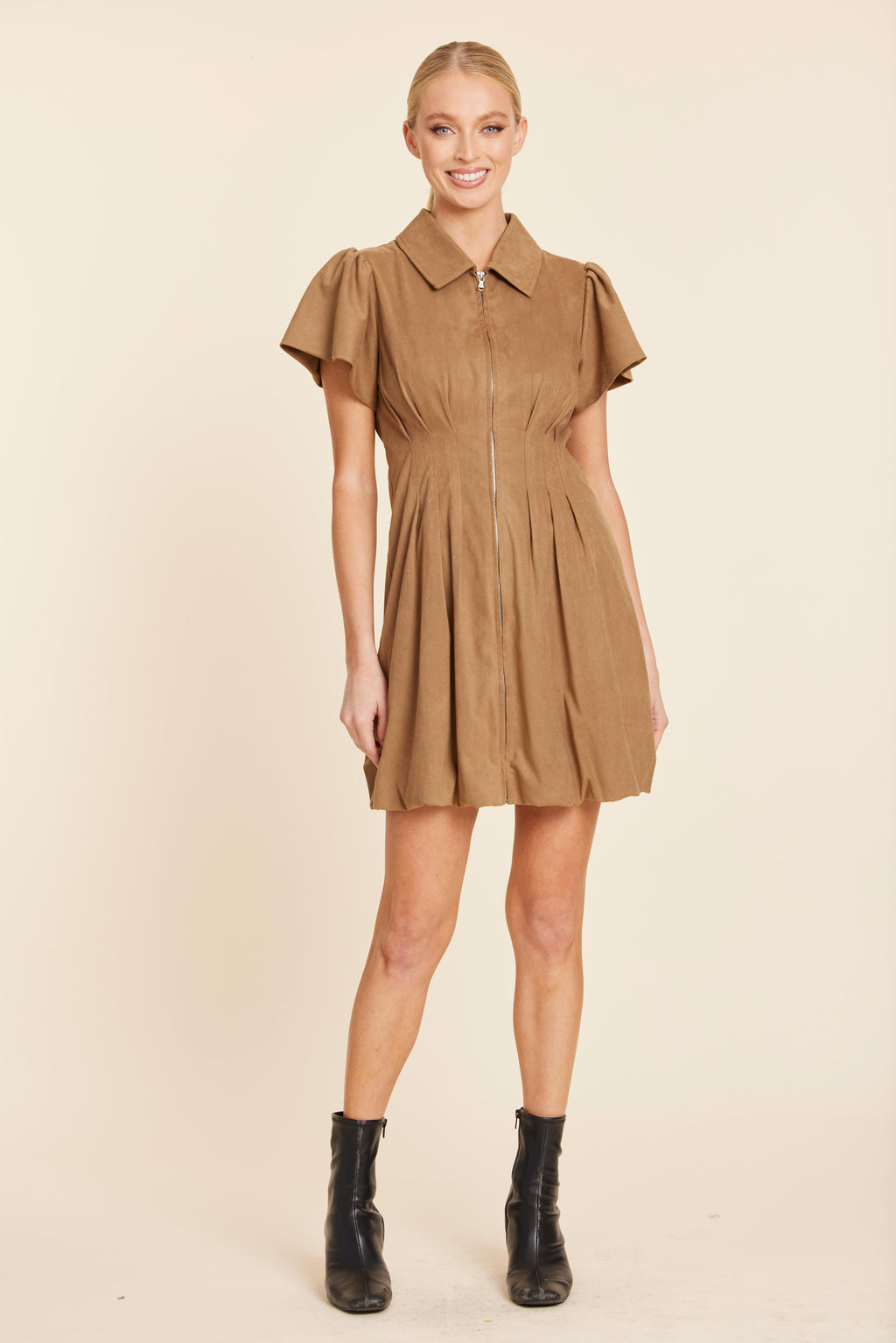 Faux Suede Bubble Dress